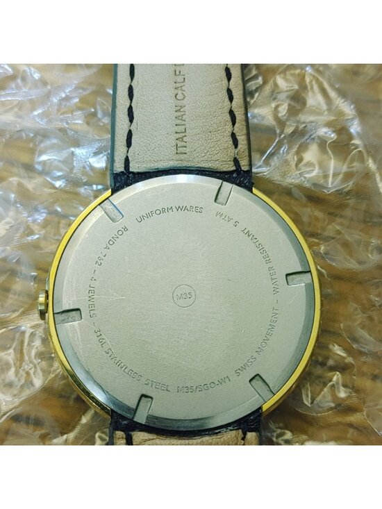 Uniform Wares Gold Watch Lugless Silhouette M35 Swiss Black Calf Leather Strap main image 16